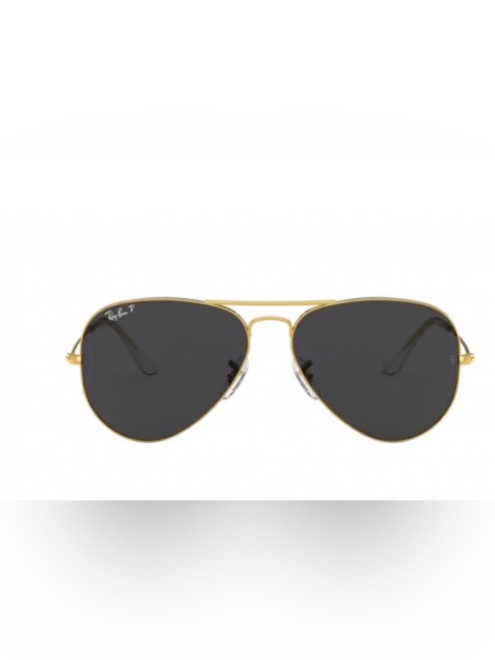 Ray-Ban Gold Aviator Sunglasses Black Lenses Polarized 3025 size 62 Large